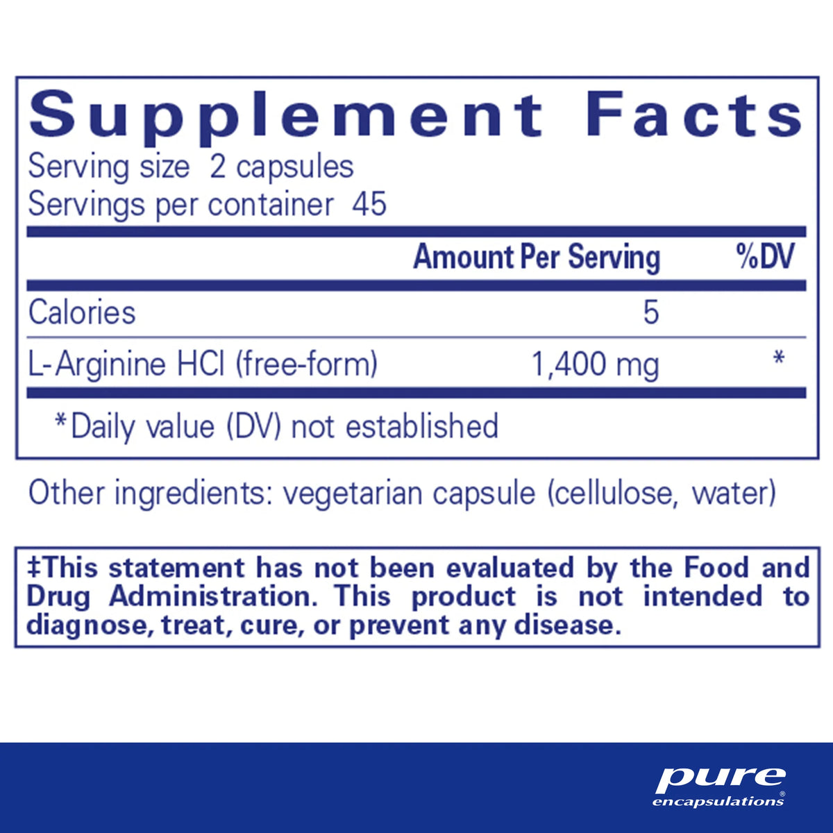 L-Arginine Pure Encapsulations - 90 Capsules