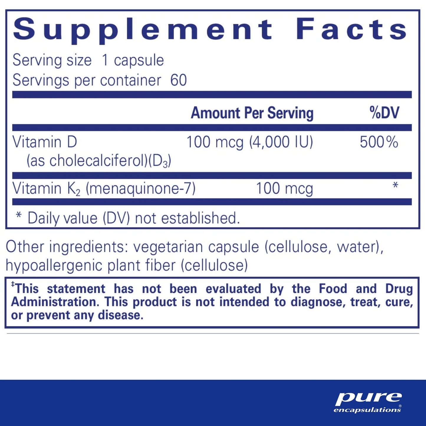 Vitamin D3 & K2 - Pure Encapsulations 30 capsules