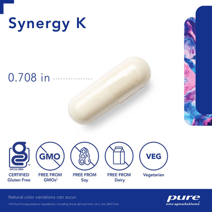Pure Encapsulations Synergy K | Supplement with Vitamin K1, K2, and D3 to Support Bones | Blood Vessels, Vascular Elasticity, and Calcium Utilization