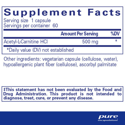 Acetyl-l-Carnitine 500mg - 60 Capsules