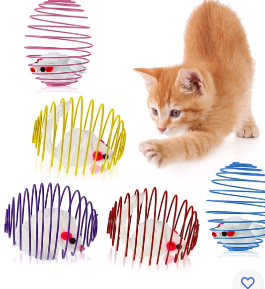 5 Pcs Cat Spring Balls Stretchable Cat Springs Toys Interactive Cat Toys Roll