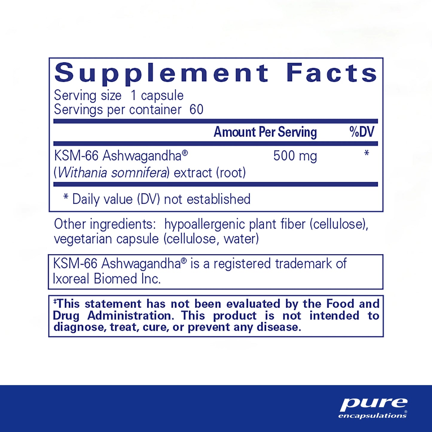 Ashwagandha - Pure Encapsulations 60 capsules