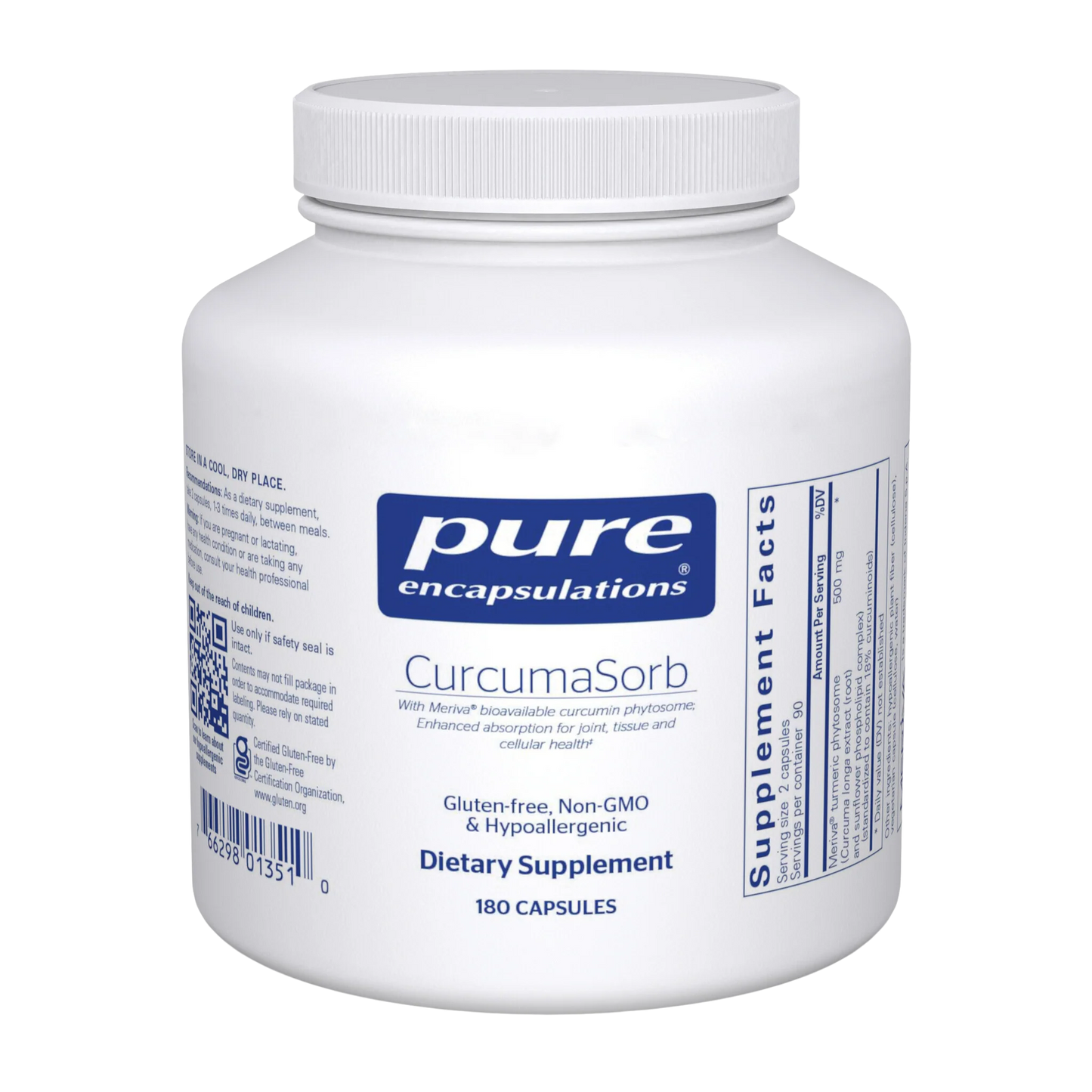 Pure Encapsulations CurcumaSorb 180's - Meriva Curcumin Phytosome - Supports Joint Health - Gluten Free & Non-GMO - 180 Capsule