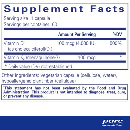 Vitamin D3 & K2 - Pure Encapsulations 30 capsules